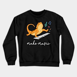 Bearded Dragon Music Piano Player Musician Crewneck Sweatshirt